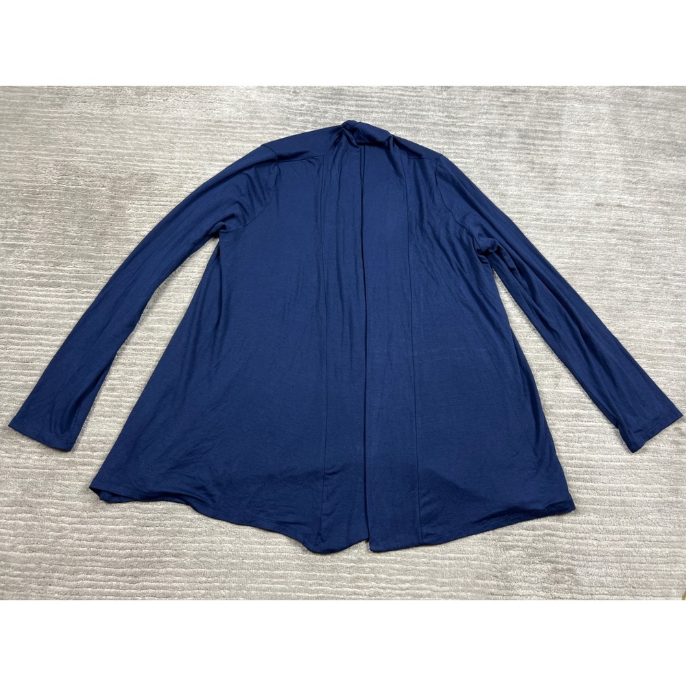 Lynn Ryan Cardigan Womens 1X Navy Blue Jersey Open Front CT2810FW Stretch Draped